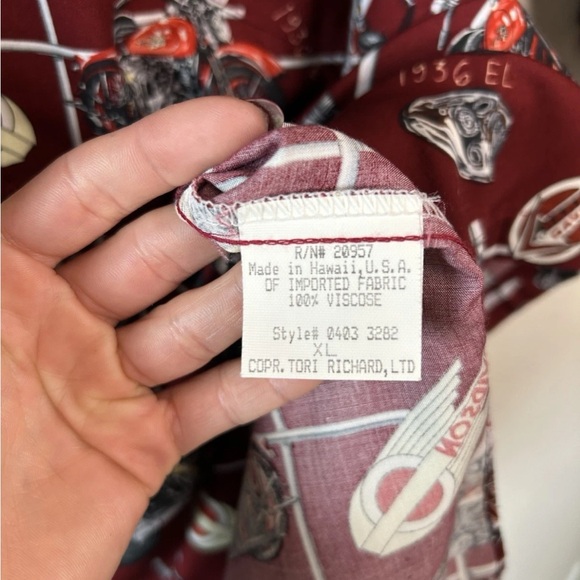 Vintage Harley Davidson Y2K Hawaiian Shirt XL USA Tori Richard - Picture 4 of 9